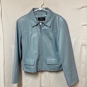 Excellent Amari Baby Blue Leather Jacket Women’s Large